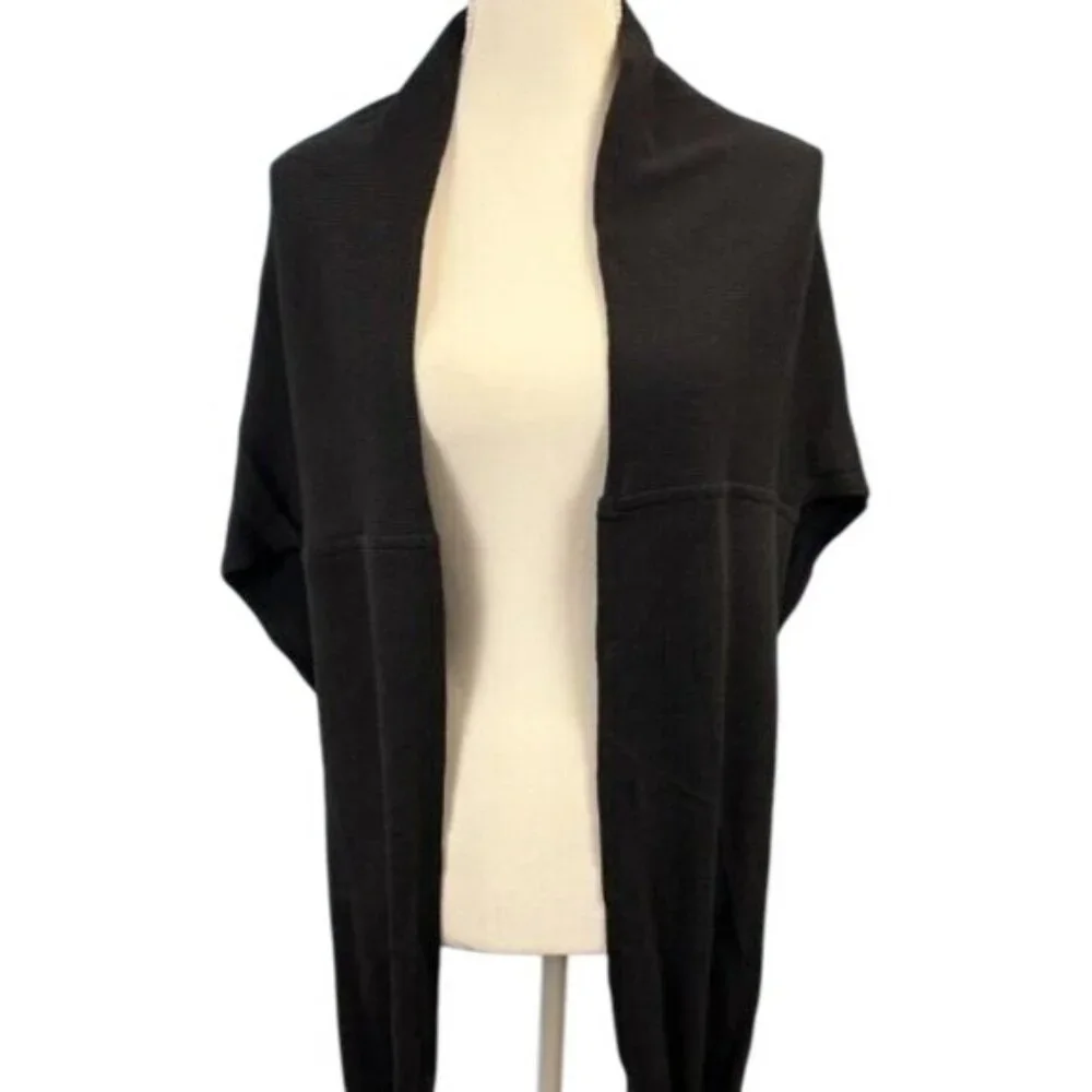 Made in INDIA Black POM Fur Sweater Poncho Drape Shawl sizes Medium & Large